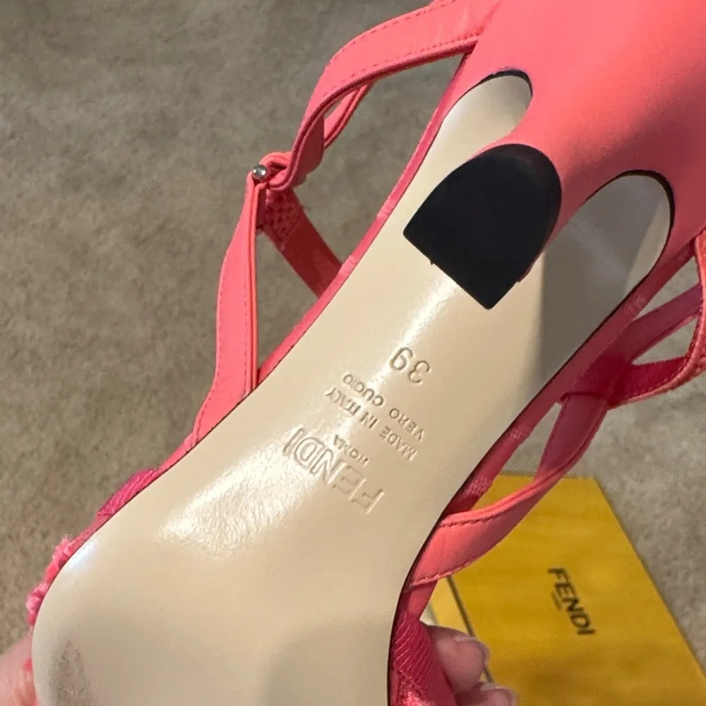 Fendi Pink Zigzag Pointed Slingback Heels - Picture 5 of 8